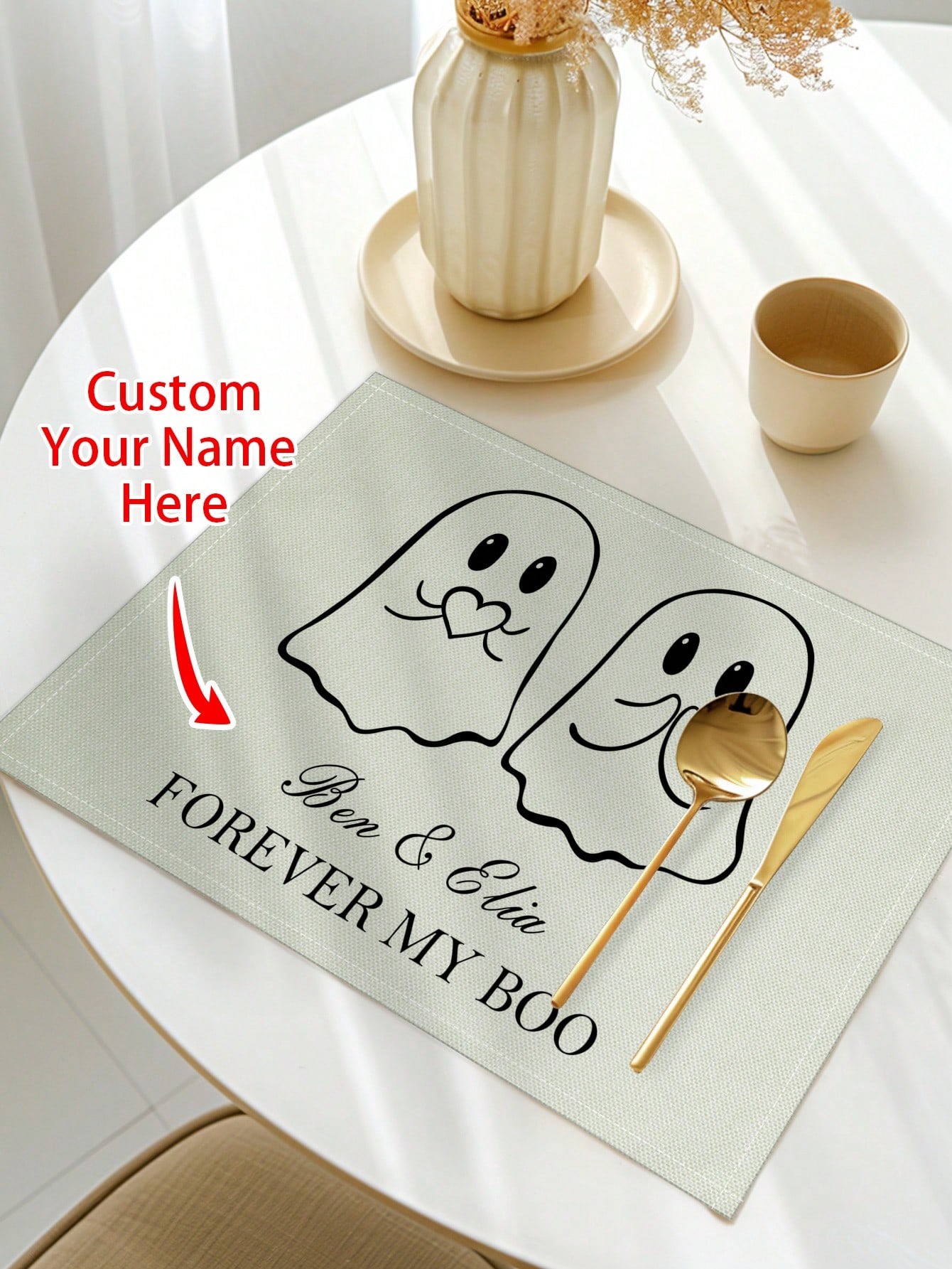 Custom Halloween Ghost Pattern Placemats